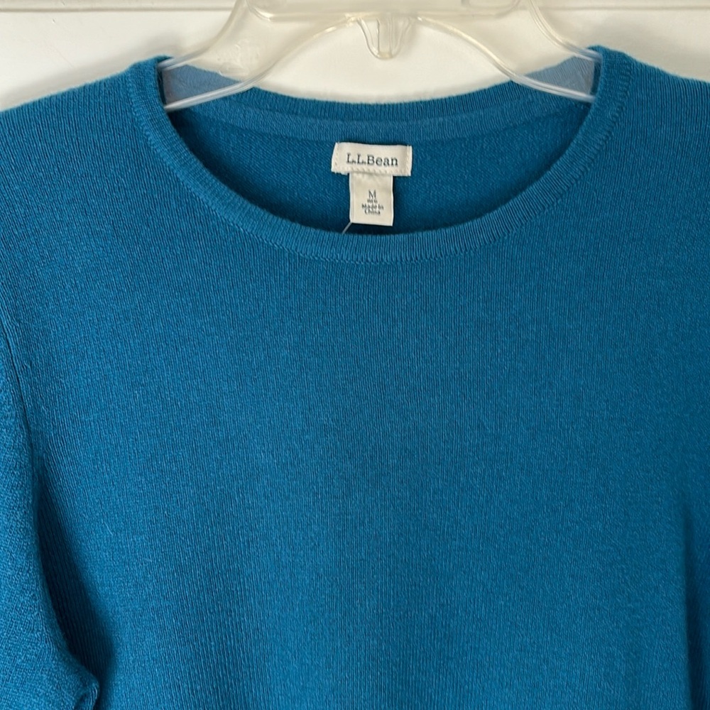 LL Bean Turquoise Blue 100% Cashmere Sweater